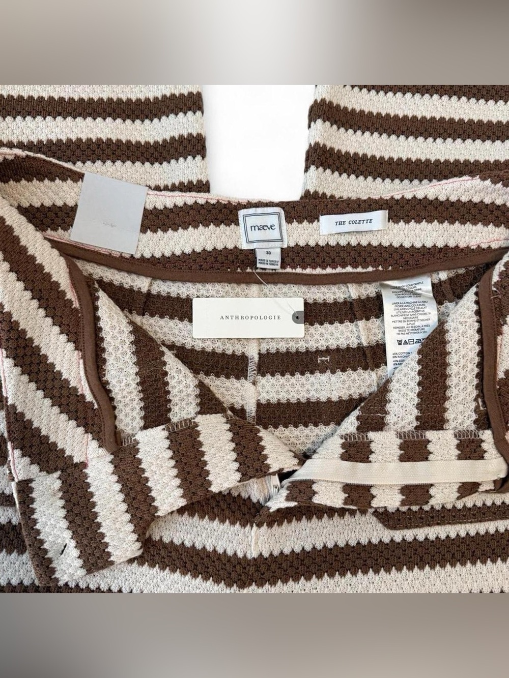 Maeve-Anthropologie brown and cream striped pants - Picture 3 of 4